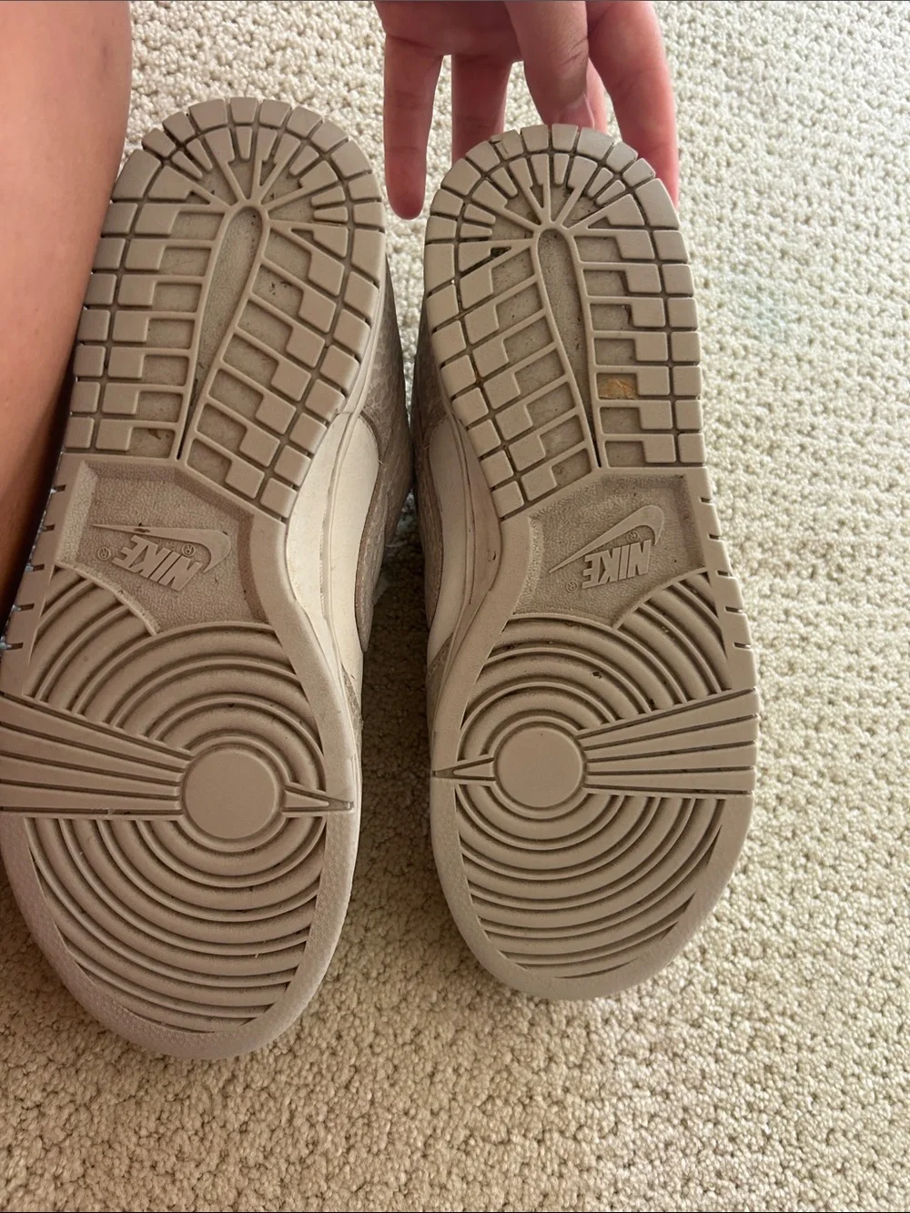 Nike women’s Neutral Beige and White Low-Top Sneakers